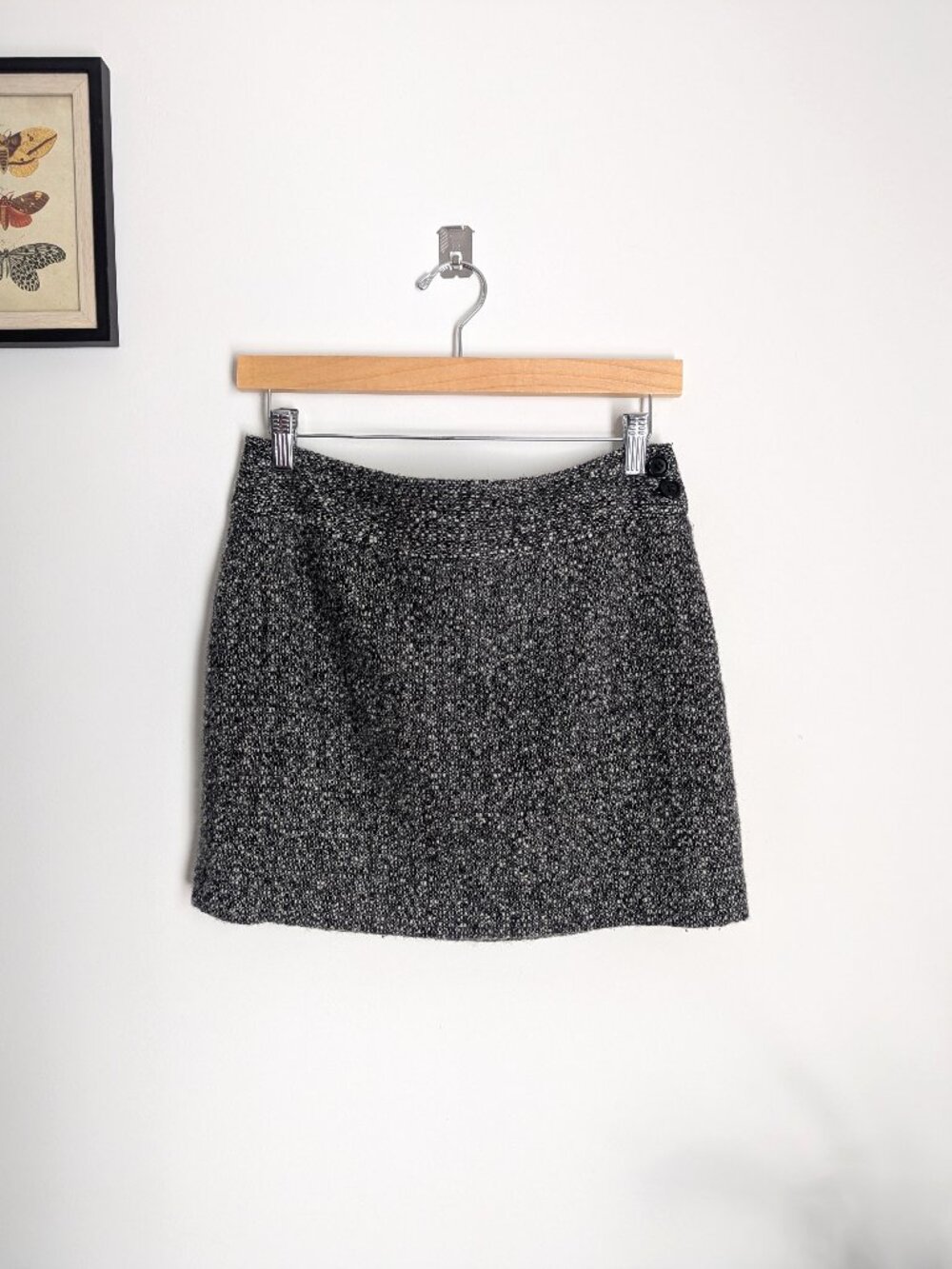 Vintage J.Crew Tweed Mini Skirt 90s 00s Black Gray Size 6